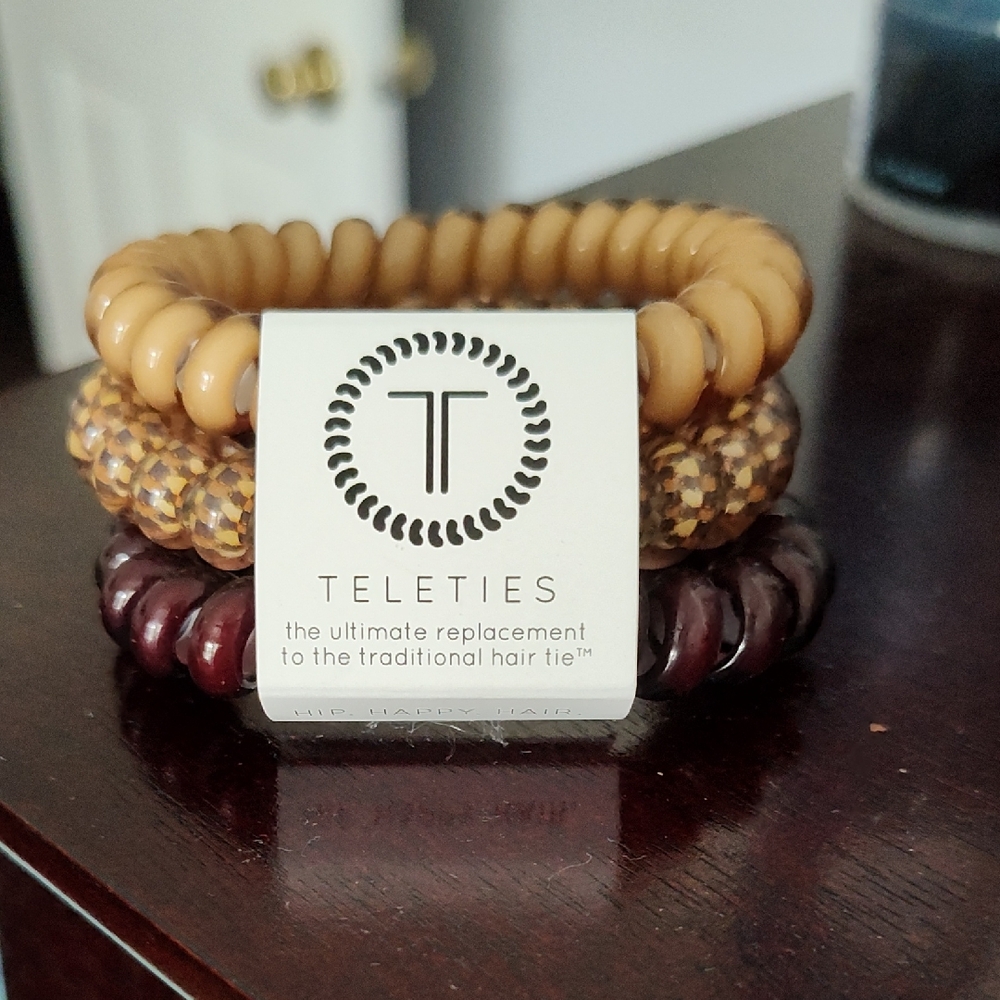 TELETIES Hair Ties - Brown and Tan